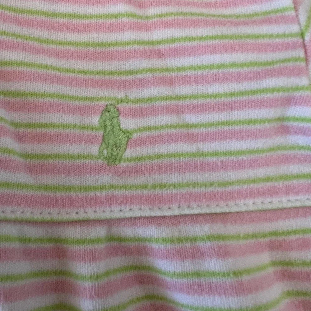 Ralph Lauren Pink Green Striped Cotton Footed One Piece Romper Pajamas 6M